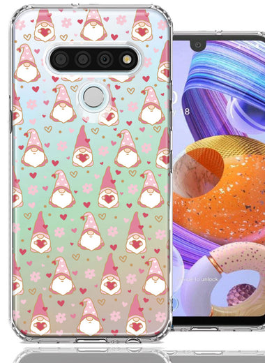 LG Stylo 6 Pink Blush Valentines Day Flower Hearts Gnome Characters Cute Double Layer Phone Case Cover
