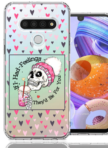 LG K51 Pink Dead Valentine Skull Frap Hearts If I had Feelings They'd Be For You Love Double Layer Phone Case Cover