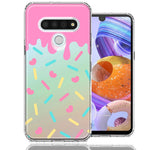 LG K51 Pink Drip Frosting Cute Heart Sprinkles Kawaii Cake Design Double Layer Phone Case Cover