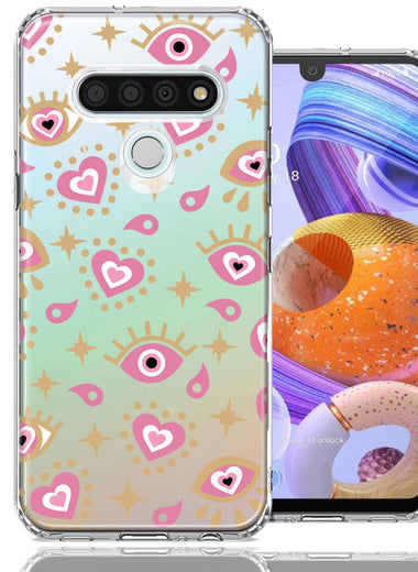 LG K51 Pink Evil Eye Lucky Love Law Of Attraction Design Double Layer Phone Case Cover
