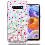 LG K51 Pink Happy Swimming Axolotls Polka Dots Double Layer Phone Case Cover