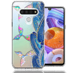 LG K51 Rainbow Mermaid Tails Scales Ocean Waves Beach Girls Summer Double Layer Phone Case Cover