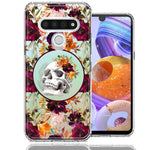 LG K51 Romance Is Dead Valentines Day Halloween Skull Floral Autumn Flowers Double Layer Phone Case Cover