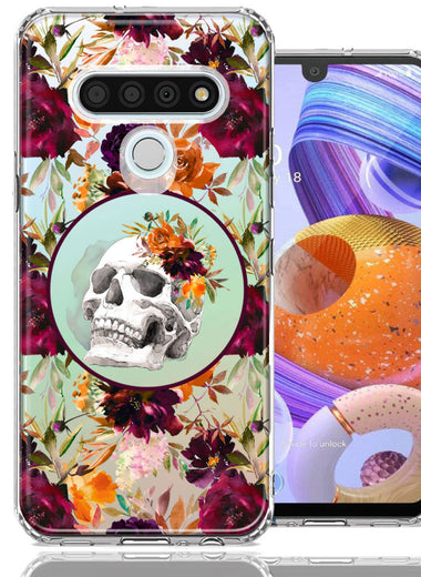 LG Stylo 6 Romance Is Dead Valentines Day Halloween Skull Floral Autumn Flowers Double Layer Phone Case Cover