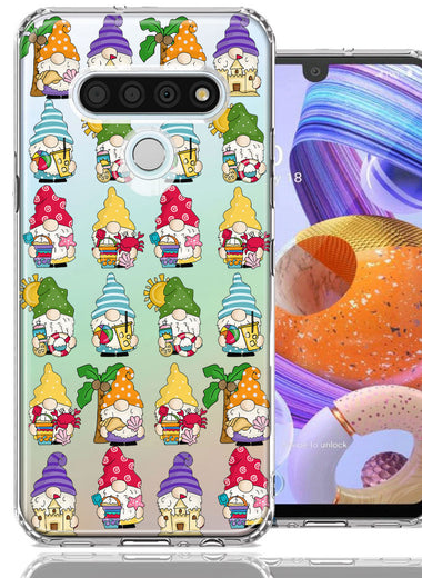 LG Stylo 6 Summer Beach Cute Gnomes Sand Castle Shells Palm Trees Double Layer Phone Case Cover