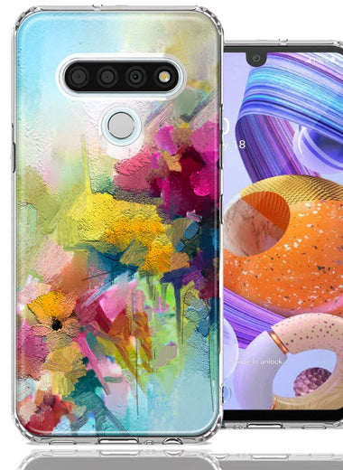 For LG K51 Watercolor Flowers Abstract Spring Colorful Floral Painting Phone Case Cover
