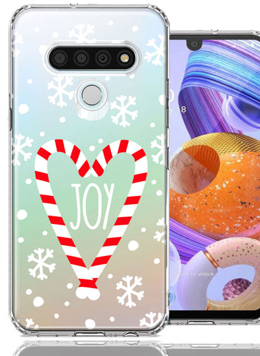 LG K51 Winter Joy Snow Peppermint Candy Cane Heart Festive Christmas Double Layer Phone Case Cover