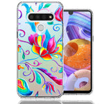 For LG K51 Bright Colors Rainbow Water Lilly Floral Phone Case Cover
