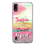 Samsung Galaxy A01 Summer Brush Strokes Sunrise Sunburn Sunset Repeat Hybrid Protective Phone Case Cover