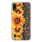 Samsung Galaxy A01 Yellow Summer Sunflowers Brown Leopard Honeycomb Hybrid Protective Phone Case Cover