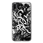 Samsung Galaxy A01 Black White Urban Graffiti Hybrid Protective Phone Case Cover