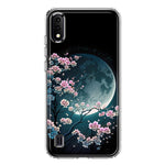 Samsung Galaxy A01 Kawaii Manga Pink Cherry Blossom Full Moon Hybrid Protective Phone Case Cover