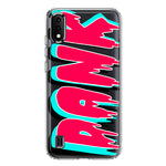 Samsung Galaxy A01 Teal Pink Clear Funny Text Quote Dank Hybrid Protective Phone Case Cover