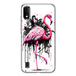 Samsung Galaxy A01 Pink Flamingo Painting Graffiti Hybrid Protective Phone Case Cover