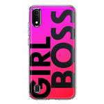 Samsung Galaxy A01 Pink Clear Funny Text Quote Girl Boss Hybrid Protective Phone Case Cover