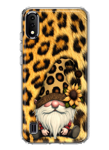 Samsung Galaxy A01 Gnome Sunflower Leopard Hybrid Protective Phone Case Cover