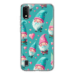 Samsung Galaxy A01 Turquoise Pink Hearts Gnomes Hybrid Protective Phone Case Cover