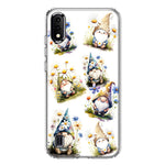 Samsung Galaxy A01 Cute White Blue Daisies Gnomes Hybrid Protective Phone Case Cover