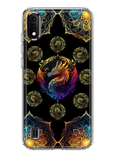 Samsung Galaxy A01 Mandala Geometry Abstract Dragon Pattern Hybrid Protective Phone Case Cover