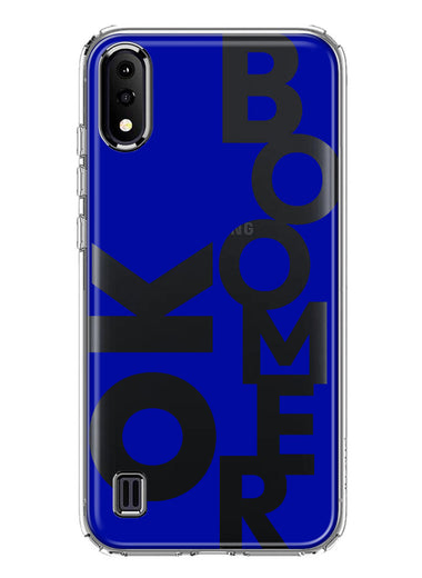 Samsung Galaxy A01 Blue Clear Funny Text Quote Ok Boomer Hybrid Protective Phone Case Cover