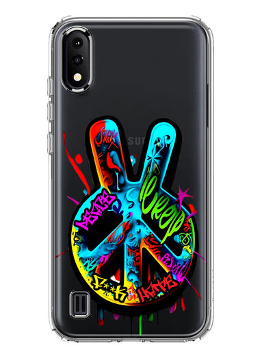 Samsung Galaxy A01 Peace Graffiti Painting Art Hybrid Protective Phone Case Cover