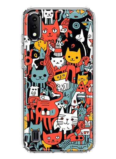 Samsung Galaxy A01 Psychedelic Cute Cats Friends Pop Art Hybrid Protective Phone Case Cover