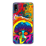 Samsung Galaxy A01 Neon Rainbow Psychedelic Trippy Hippie Big Brain Hybrid Protective Phone Case Cover