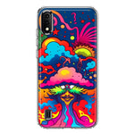 Samsung Galaxy A01 Neon Rainbow Psychedelic Trippy Hippie Bomb Star Dream Hybrid Protective Phone Case Cover