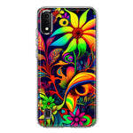 Samsung Galaxy A01 Neon Rainbow Psychedelic Trippy Hippie Daisy Flowers Hybrid Protective Phone Case Cover