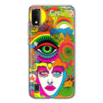 Samsung Galaxy A01 Neon Rainbow Psychedelic Trippy Hippie DaydreamHybrid Protective Phone Case Cover