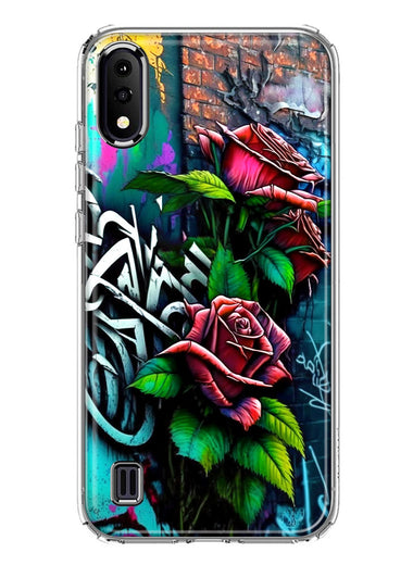 Samsung Galaxy A01 Red Roses Graffiti Painting Art Hybrid Protective Phone Case Cover