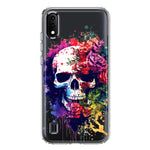 Samsung Galaxy A01 Fantasy Skull Red Purple Roses Hybrid Protective Phone Case Cover