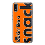 Samsung Galaxy A01 Orange Clear Funny Text Quote Snack Hybrid Protective Phone Case Cover