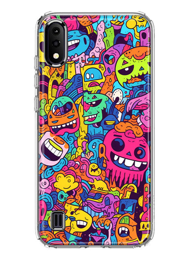 Samsung Galaxy A01 Psychedelic Trippy Happy Characters Pop Art Hybrid Protective Phone Case Cover
