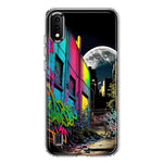 Samsung Galaxy A01 Urban City Full Moon Graffiti Painting Art Hybrid Protective Phone Case Cover