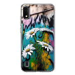 Samsung Galaxy A01 White Daisies Graffiti Wall Art Painting Hybrid Protective Phone Case Cover