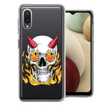 Samsung Galaxy A02 Flamming Devil Skull Design Double Layer Phone Case Cover