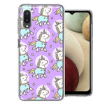 Samsung Galaxy A02 Cute Unicorns Purple Design Double Layer Phone Case Cover