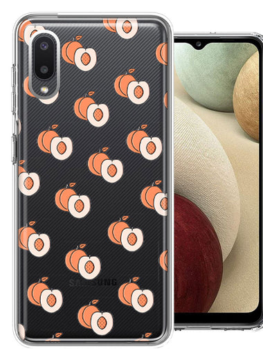 Samsung Galaxy A02 Polka Dot Peaches Design Double Layer Phone Case Cover