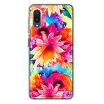 Samsung Galaxy A02 Watercolor Paint Summer Rainbow Flowers Bouquet Bloom Floral Hybrid Protective Phone Case Cover