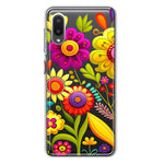 Samsung Galaxy A02 Colorful Yellow Pink Folk Style Floral Vibrant Spring Flowers Hybrid Protective Phone Case Cover