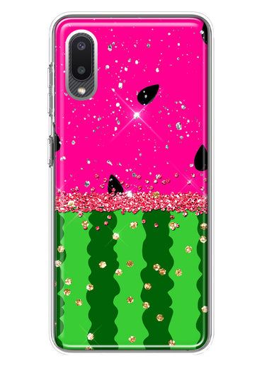 Samsung Galaxy A02 Summer Watermelon Sugar Vacation Tropical Fruit Pink Green Hybrid Protective Phone Case Cover
