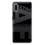 Samsung Galaxy A02 Black Clear Funny Text Quote Adulting AF Hybrid Protective Phone Case Cover