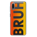 Samsung Galaxy A02 Orange Red Clear Funny Text Quote Bruh Hybrid Protective Phone Case Cover