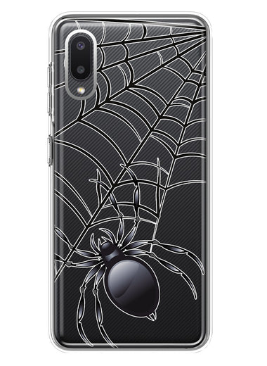Samsung Galaxy A02 Creepy Black Spider Web Halloween Horror Spooky Hybrid Protective Phone Case Cover