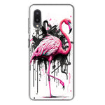 Samsung Galaxy A02 Pink Flamingo Painting Graffiti Hybrid Protective Phone Case Cover