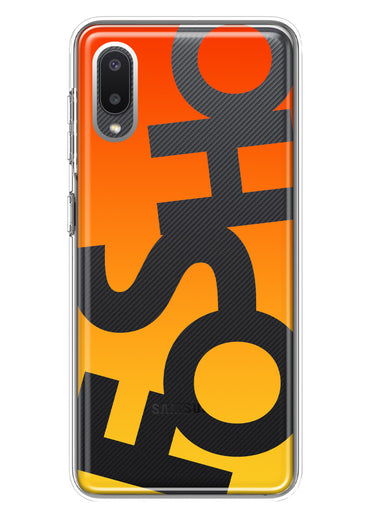 Samsung Galaxy A02 Orange Yellow Clear Funny Text Quote Fosho Hybrid Protective Phone Case Cover