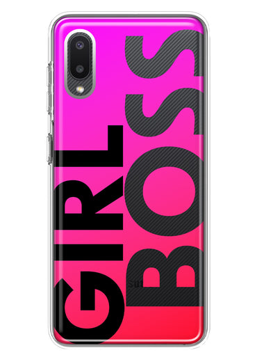 Samsung Galaxy A02 Pink Clear Funny Text Quote Girl Boss Hybrid Protective Phone Case Cover