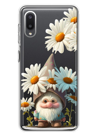 Samsung Galaxy A02 Cute Gnome White Daisy Flowers Floral Hybrid Protective Phone Case Cover