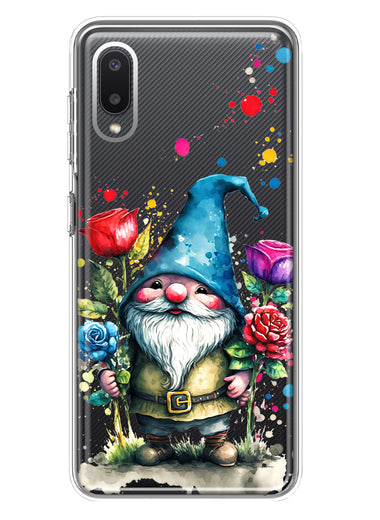 Samsung Galaxy A02 Gnome Red Purple Blue Roses Garden Hybrid Protective Phone Case Cover